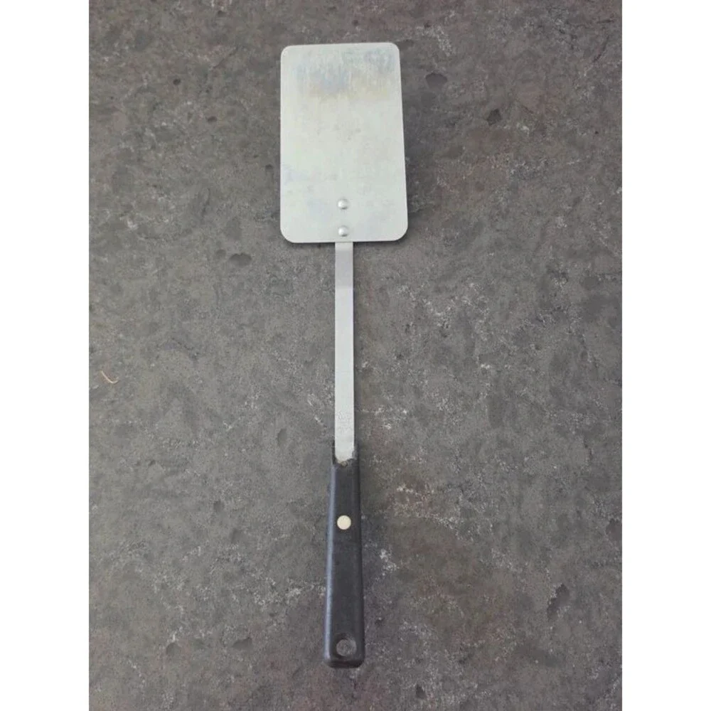 Vintage EKCO Forge Solid Spatula Turner Stainless Steel USA Dark Brown Handle